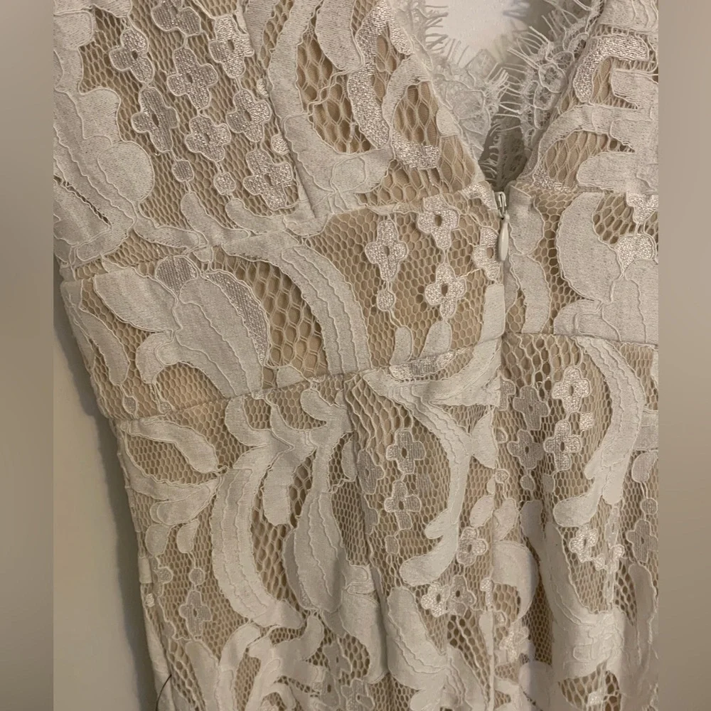 NWT Lulus Enamored With You White Lace Wide-Leg Jumpsuit, Womens Size XS